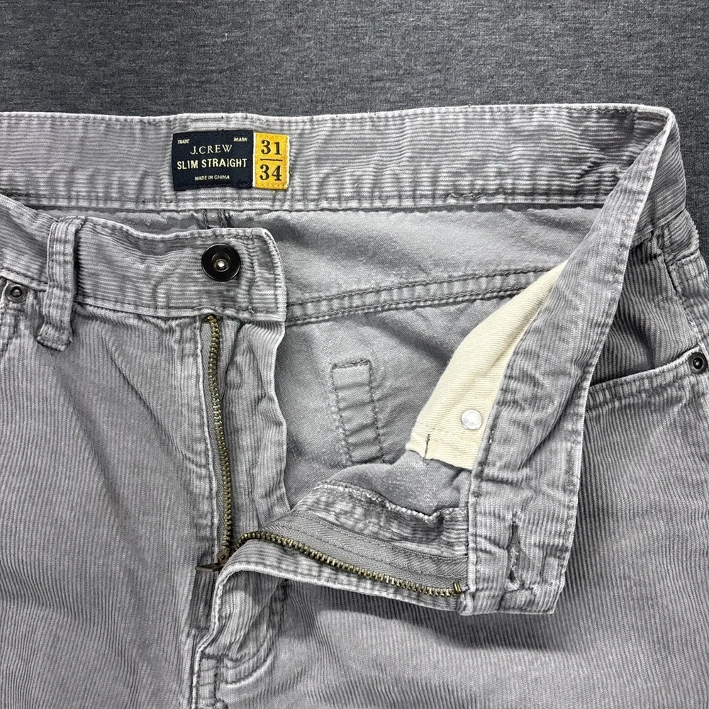 J.Crew Corduroy Pants Mens 31x34 Slim Straight Gray Pin Wale Workwear Outdoors